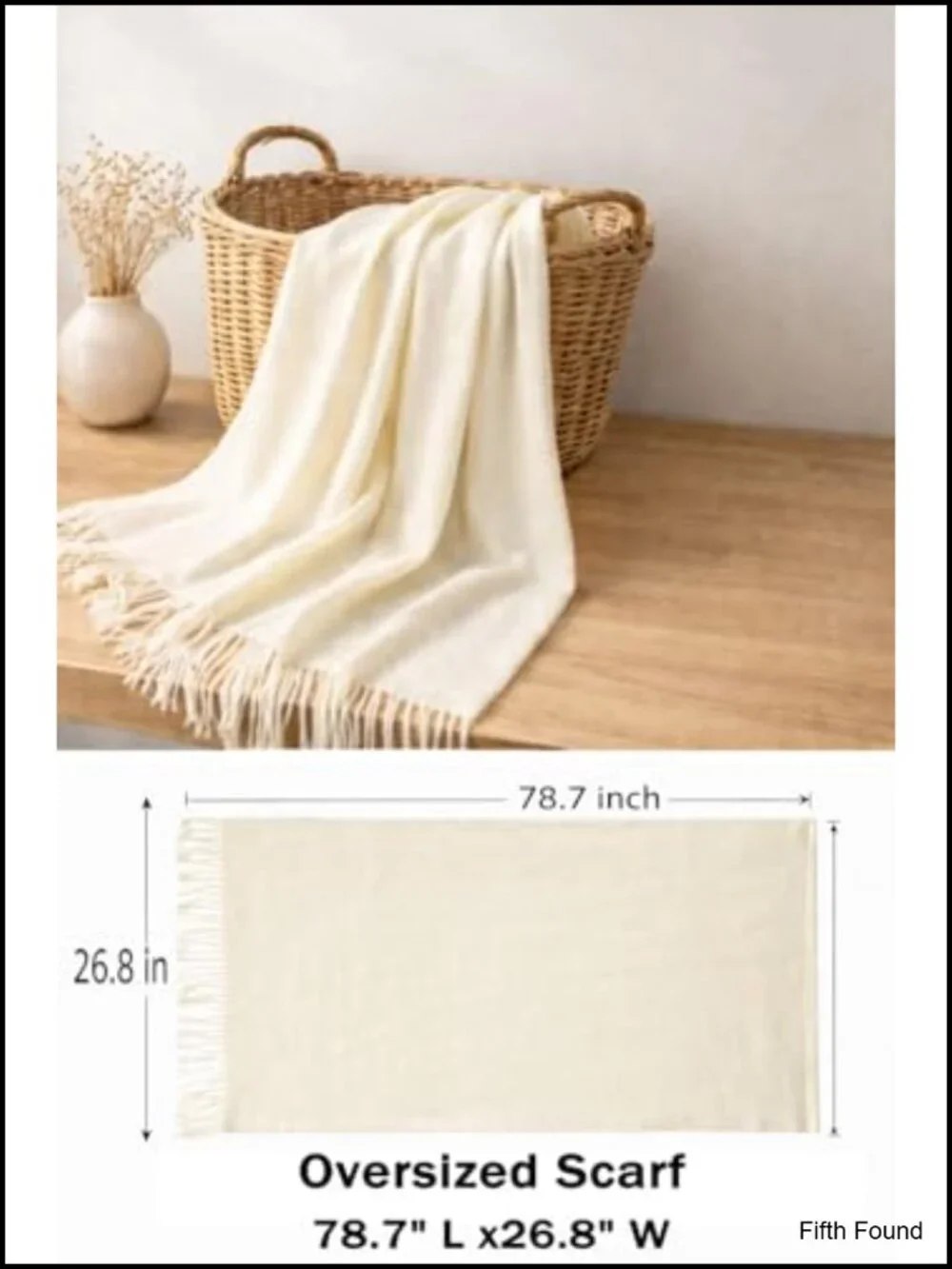 Oversized Blanket Scarf Acrylic Viscose Tassel Winter Wrap Shawl